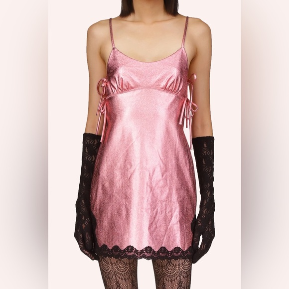 NWT Metallic Leather Mini Dress Bubblegum by Anna Sui - Picture 6 of 6